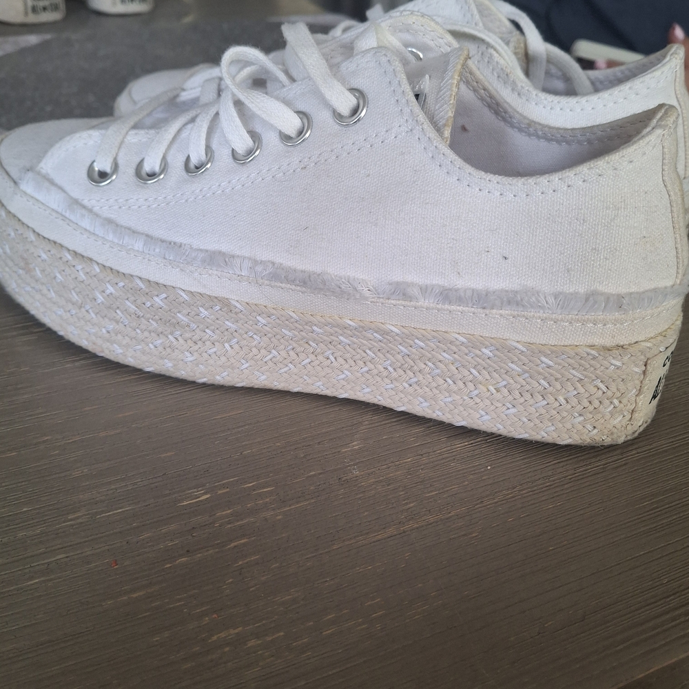 Converse White Canvas Espadrille Platform Low-Top Sneakers